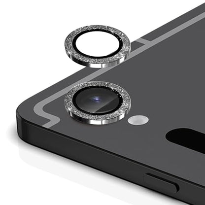 Zeking (2 Set for Samsung Galaxy Tab S10 FE/Tab S10 FE Plus Camera Lens Protector, Scratch-Resistant HD Clarity 9H Tempered Glass with Aluminum Edging, Individual Metal Lens Cover (Bling-Black) - color: GlitterBlack