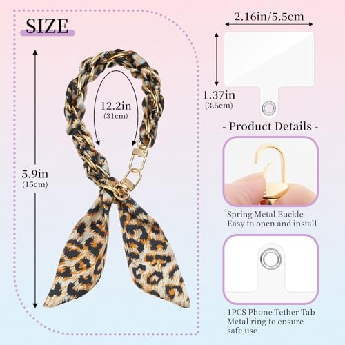 ZOOEASS Phone Wrist Lanyard Gold Metal Scarf Phone Charm Strap with Tether Tab Women Phone Chain Accessories for Handbags - color: Style 4