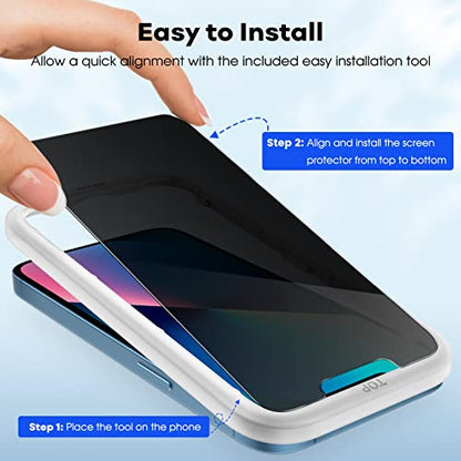 JETech Privacy Screen Protector for iPhone 13, 2+2 Pack - size: iPhone 13