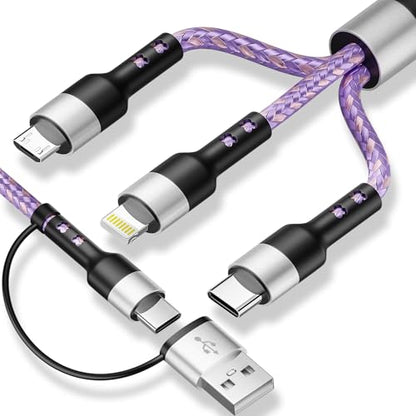 Travel Essentials 3 in 2 Multi Charging Cable USB C Charger for iPhone 17-8 - color: Purple, size: 1Pack5FT