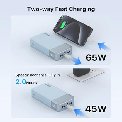 NOBIS Portable Charger 20000mAh 65W Power Bank Fast Charging - color: Blue
