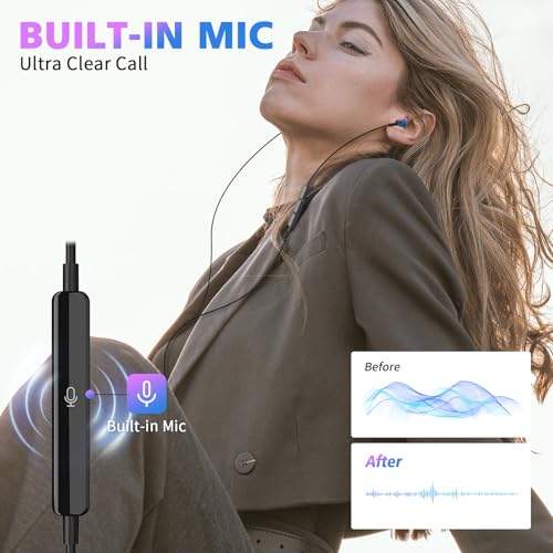 USB C Headphones Wired for iPhone 18 Pro Max Duo 17 Air 16 15 Plus/iPad - color: GradPurple