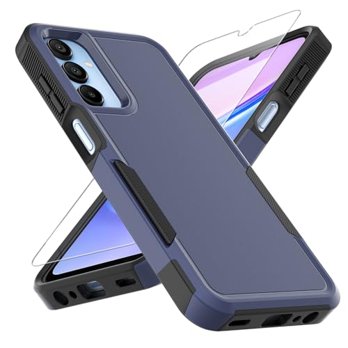 for Galaxy A15 5G Phone Case, [Military Grade Drop Tested] with HD Screen Protector, Dual Layer Protective Heavy Duty Cell Phone Cover Non-Slip Shockproof Case for Samsung Galaxy A15 5G (Blue) - color: Blue