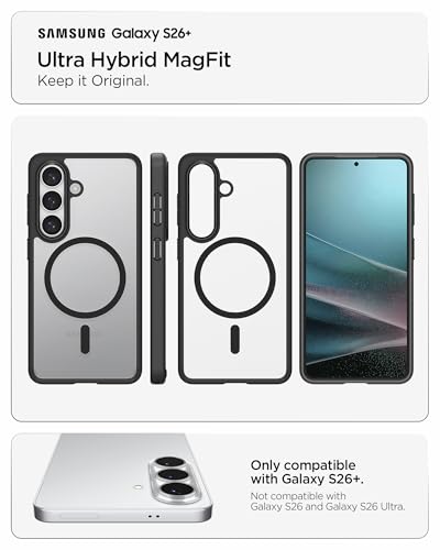 Spigen for Galaxy S26 Plus Case, Ultra Hybrid MagFit [Anti-Yellowing] [Compatible with MagSafe] [Fast Wireless Charging] - Matte Black - color: Matte Black, size: Galaxy S26 Plus