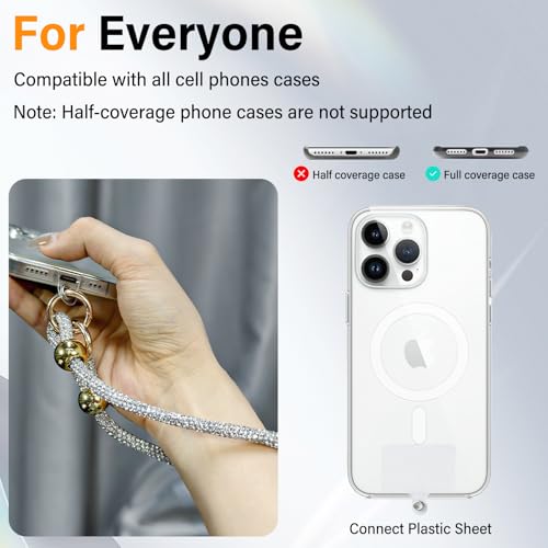 Luxury Diamond Phone Wrist Strap with Tether Tab & Pad (Z-Black) - color: Black, size: Classic