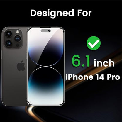 Romkasi 3 Pack Privacy Screen Protector for iPhone 14 Pro 6.1 Inch with 3 Pack Camera Lens Protector, Anti Spy Tempered Glass Film, Anti-Scratch, Touch Sensitive, Case Friendly - color: iPhone 14 Pro
