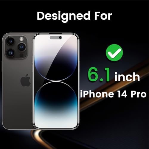 Romkasi 3 Pack Privacy Screen Protector for iPhone 14 Pro 6.1 Inch with 3 Pack Camera Lens Protector, Anti Spy Tempered Glass Film, Anti-Scratch, Touch Sensitive, Case Friendly - color: iPhone 14 Pro