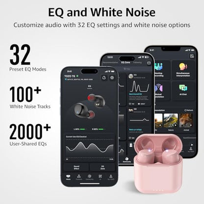 TOZO T6 Wireless Earbuds Bluetooth 5.3 Stereo Sound in Ear Headphones - color: Pink
