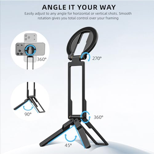 Ultra-Thin Magnetic Phone Tripod for iPhone 18 17 16 15 14 13 12, Black - color: Black