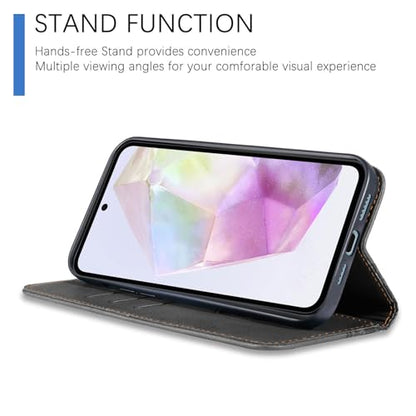 Wallet Case for Samsung Galaxy A36 5G 2025 6.7 inch - PU Leather Flip Cover with Card Holder Slots, Strong Magnetic Folio Kickstand Phone Case, Black - color: Black, size: Samsung Galaxy A36 6.7"