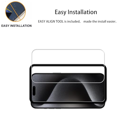 Screen Protector For iPhone15 Pro Max Tempered Glass Film with Easy Alignment Tool 3-Pack