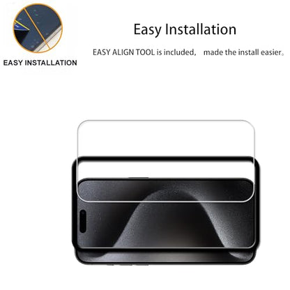 Screen Protector For iPhone15 Pro Max Tempered Glass Film with Easy Alignment Tool 3-Pack