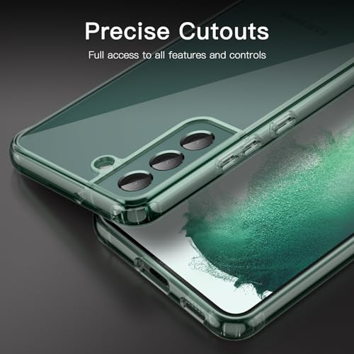 JETech Case for Samsung Galaxy S22, Anti-Yellowing, Green | Shockproof Protection, Scratch Resistant Hard PC Back, Durable Transparent TPU Bumper - color: Green