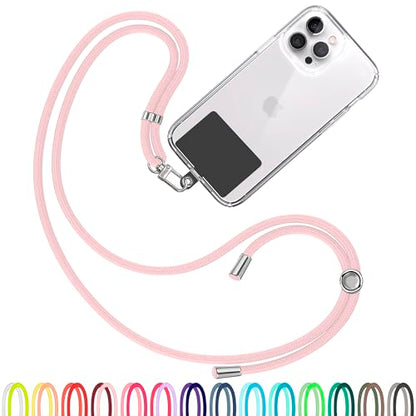 TBOC Cell Phone Lanyard [Light Pink] - Comfortable Universal Smartphone Lanyard - Easy to Use Neck Phone Holder [Black Patch] - Adjustable Length Phone Strap Crossbody - Fits All Mobile Phones - color: Light Pink