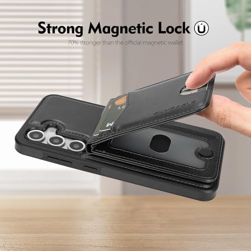 SkyEagle Compatible with Magsafe 2 in 1 Detachable Samsung Galaxy S24 FE Wallet Case with Card Holder Women Men Magnetic PU Leather Phone Case RFID Blocking Flip Kickstand Credit Slots,Black - color: Black, size: Sam Galaxy S24 FE 6.7"