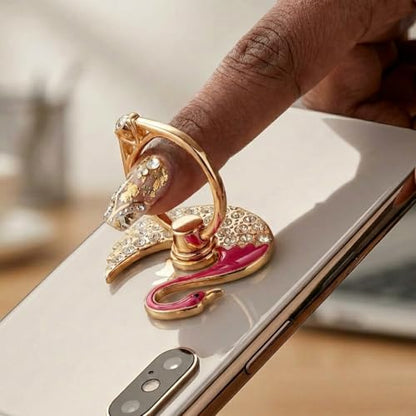 NXVX Swan Phone Ring Holder, Rose Crystal Finger Grip & Kickstand - color: Luxe Swan Rose