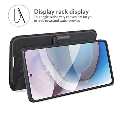 Flip Case for Motorola One 5G UW Ace Wallet Leather Magnetic Protective Cellphone Case for Moto One 5G Ace 2021 / Moto G 5G Folio Book Cover & Stand (Black) - color: Black