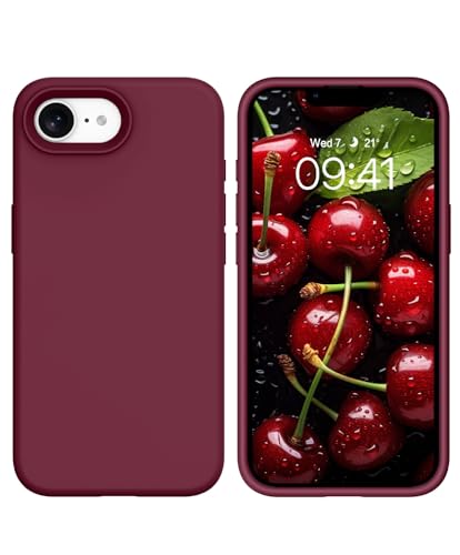 GUAGUA Compatible with iPhone 17e Case 6.1 Inch Liquid Silicone Soft Gel Rubber Slim Thin Microfiber Lining Cushion Texture Cover Shockproof Protective Phone Case for iPhone 17e, Wine Red - color: Wine Red, size: iPhone 16e/iPhone 17e