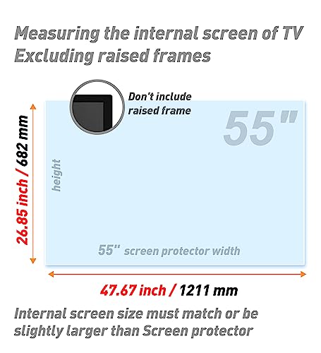 Anti-Glare Film for TV 55 Inch Anti-Blue Light Film Anti Glare TV Screen Protector Indoor Outdoor TV Glare Screen Frosted Film Anti-Reflection Rate Up To 90%