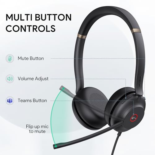 Yealink UH37 USB Headset with Mic Mono Wired Headphone for Office USB-C/A - color: UH37 USB-C/A, size: Mono-Ear (Teams)