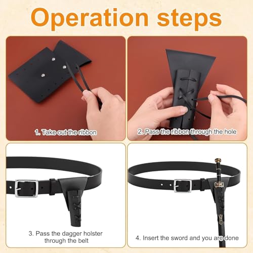 Belt Pouch Waist Bag Fanny Pack Steampunk Phone Holder Medieval Bag Leather Belt Renaissance Cosplay Costume Accessories - color: sword-brown