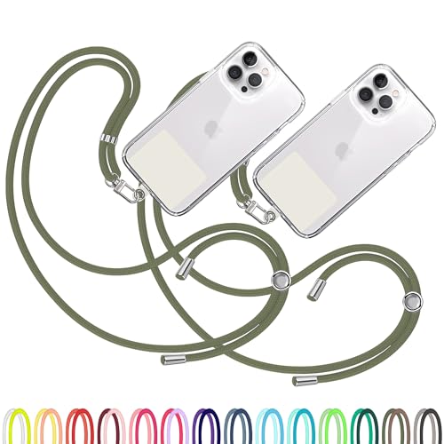 TBOC 2X Cell Phone Lanyard [Army Green] - Comfortable Universal Smartphone Lanyard - Easy to Use Neck Phone Holder [White Ice Patch] - Adjustable Length Phone Strap Crossbody - Fits All Mobile Phones - color: Army Green