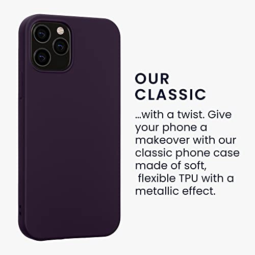 kwmobile Case Compatible with Apple iPhone 12 / iPhone 12 Pro Case - Soft Slim Metallic TPU Silicone Cover - Metallic Berry - color: metallic berry