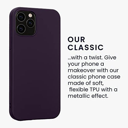 kwmobile Case Compatible with Apple iPhone 12 / iPhone 12 Pro Case - Soft Slim Metallic TPU Silicone Cover - Metallic Berry - color: metallic berry