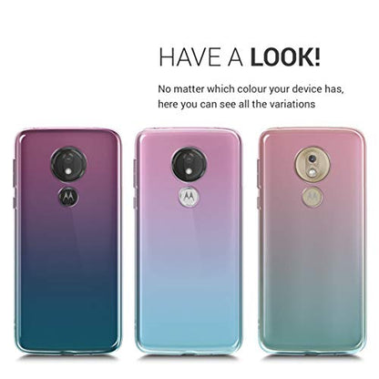 kwmobile Case Compatible with Motorola Moto G7 Power - Case Transparent Gradient Phone Cover - Bicolor Dark Pink/Blue/Transparent