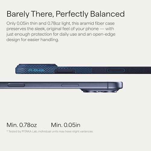 pitaka for iPhone 17 Pro Case 6.3" with Camera Control Button, Compatible with MagSafe, Ultra-Slim Case with Caseless Touch Feeling, 1500D Aramid Fiber Woven, Over the Horizon - color: Over the Horizon