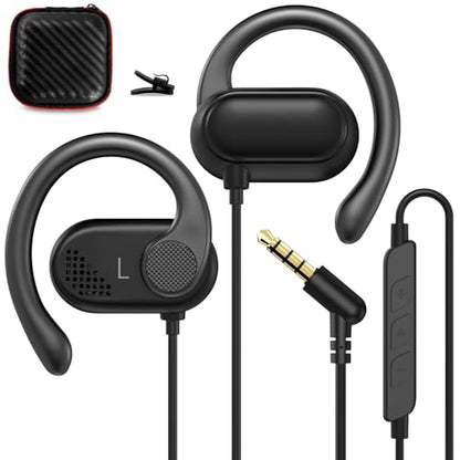 ASKUBSKU Open Ear Headphones Wired for Laptop PC, 3.5mm Earphones with Mic