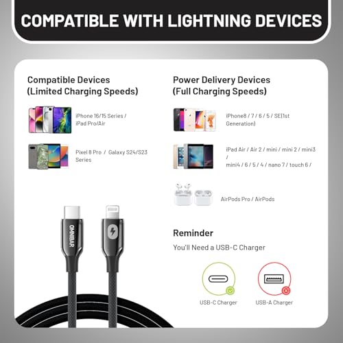 USB C to Lightning Cable 6FT, MFi Certified iPhone Charger Cord - color: C to L Braided Black