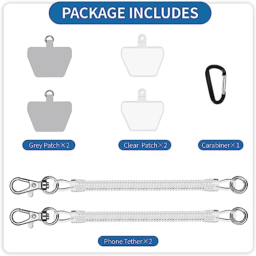 Doormoon Phone Tether Anti Theft, Phone Lanyard With Heavy Duty Carabiner - color: Clear - 2 Pack