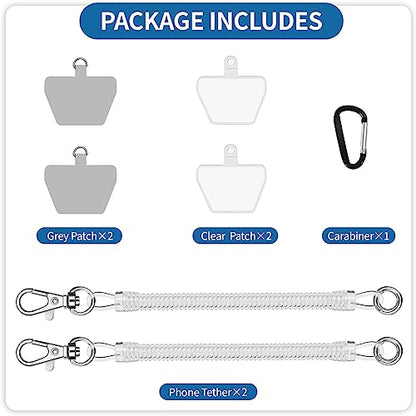 Doormoon Phone Tether Anti Theft, Phone Lanyard With Heavy Duty Carabiner - color: Clear - 2 Pack