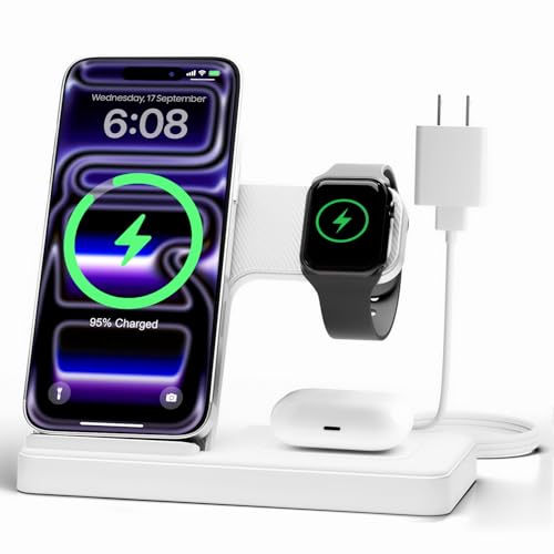 GETPALS Wireless Charger iPhone Charging Station for Apple Multiple Devices - color: White