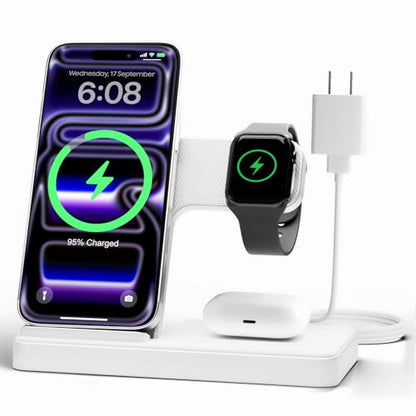 GETPALS Wireless Charger iPhone Charging Station for Apple Multiple Devices - color: White