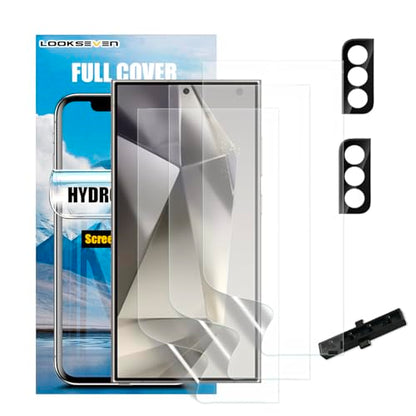 LOOKSEVEN 3 Hydrogel Films + 2 Tempered Glass Lens Protector For Galaxy S24 - size: S24