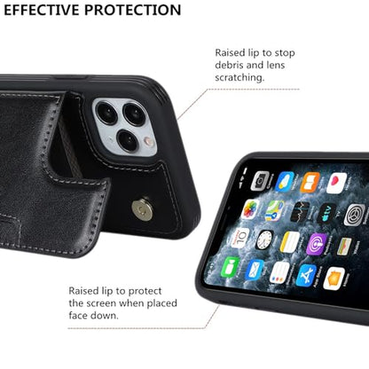 iCoverCase Compatible with iPhone 11 Pro Phone Case with Card Holder, Wallet Case for Women Men RFID Blocking PU Leather Protective Case 5.8 Inch (Black) - color: Black