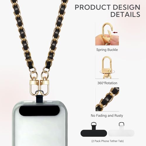 Phone Crossbody Chain, Universal Crossbody Patch Phone Lanyards, Multifuctional Compatible with Most Smartphones, Phone lanyard, Anti theft（white45in） - color: White