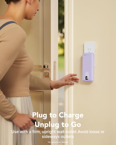 charmast 20000mAh Portable Charger with Built-in Cables and AC Wall Plug - color: purple