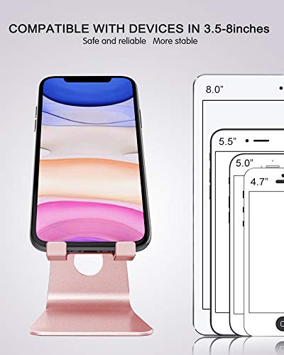 CreaDream Aluminum Cell Phone Stand, Adjustable Phone Holder for Desk - color: Rose Gold