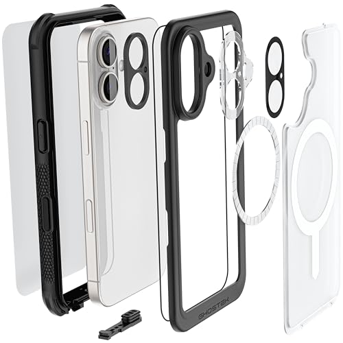 Ghostek Nautical Waterproof Apple iPhone 16 Case with Holster Belt Clip - Screen and Camera Protector, MagSafe Compatible, Rugged Heavy Duty Cover (6.1 Inch, Clear) - color: Clear, size: iPhone 16