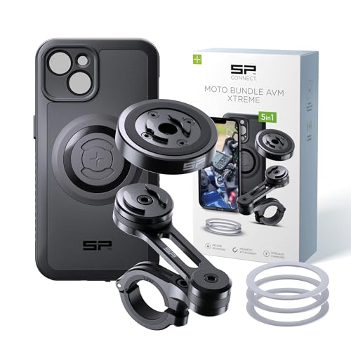 SP CONNECT Moto Bundle II AVM Xtreme | SPC+ |Compatible with iPhone 14/13 | Phone Mount for Motorcycle | Motorcycle Phone Holder | Handlebars - style: for iPhone 14/13