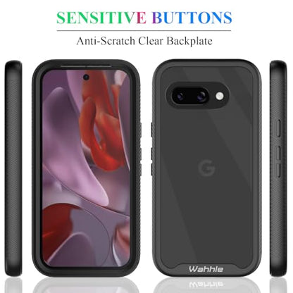 Compatible with Google Pixel 9A Case, Built in Screen Protector Full Body Shockproof Slim Fit Bumper Protective Phone Cover for Pixel 9A Men Women-Black/Clear - size: Pixel 9A Case