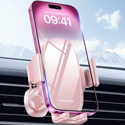 miracase Upgraded-2nd Generation Universal Phone Holders for Your Car, Hands Free Air Vent Car Phone Holder Mount Compatible with iPhone 16/15/14/13/12/11 Series and All Phones - style: Crystal Pink