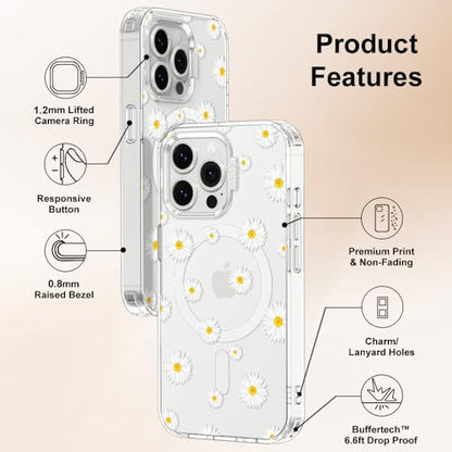 MOSNOVO Case for iPhone 13 Pro, [Compatible with Magsafe] [Buffertech 6.6ft Military-Grade Drop Protection] [Anti Peel Off Tech] Clear Phone Case Design - White Daisy - color: White Daisy, size: iPhone 13 Pro