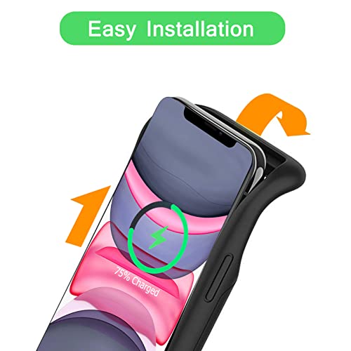 Wireless Charging Case for iPhone 11, 10000mAh High Capacity Portable Rechargeable Protective Battery Case Wireless Charging Compatible with iPhone 11 (6.1 inch) Extended Battery Charger Case (Black) - size: iPhone 11