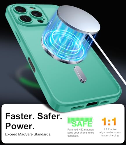 Magnetic Case for iPhone 16 Pro Case with Screen Protector+Wrist Strap | Compatible with MagSafe,Full Camera Protection,Slim Translucent Matte Phone Cover,Turquoise - color: Turquoise