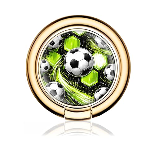 Cell Phone Ring Holder, Cute Metal Phone Grip Stand Finger Ring Kickstand, Flexible 360°Rotation Phone Tablet Case Accessories Compatible with Most Phones Green Neon Soccer - color: Green Neon Soccer