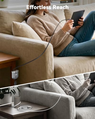 SOOPII 240W Single-Pull Retractable USB C to USB C Cable, 3.71FT, Grey - color: Grey, size: 3.71FT-1 Pack